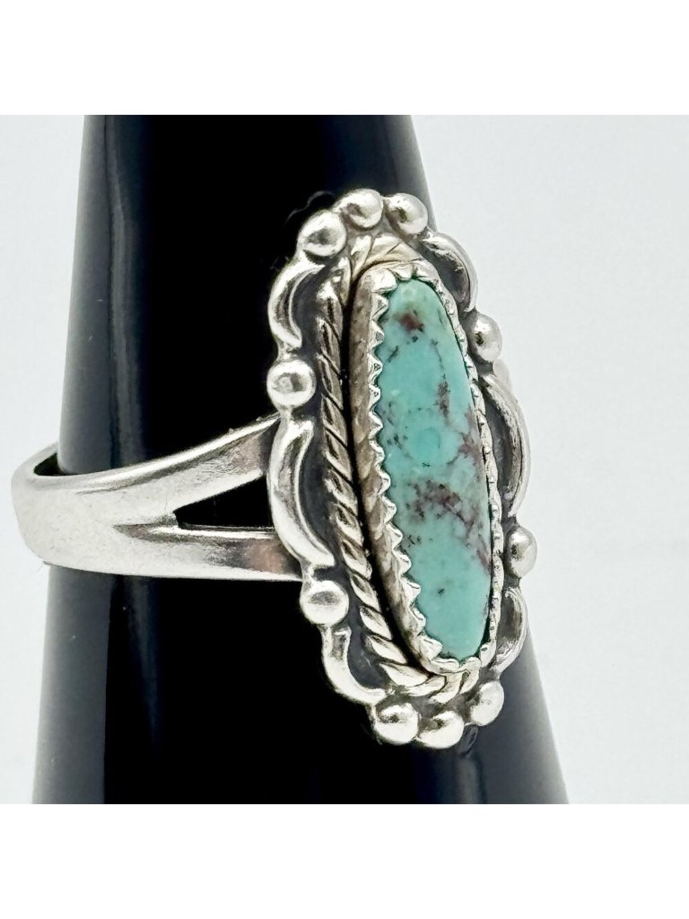 Vintage Sterling Silver Turquoise Size 6.5 Bell Trading Post Native American - Picture 4 of 16